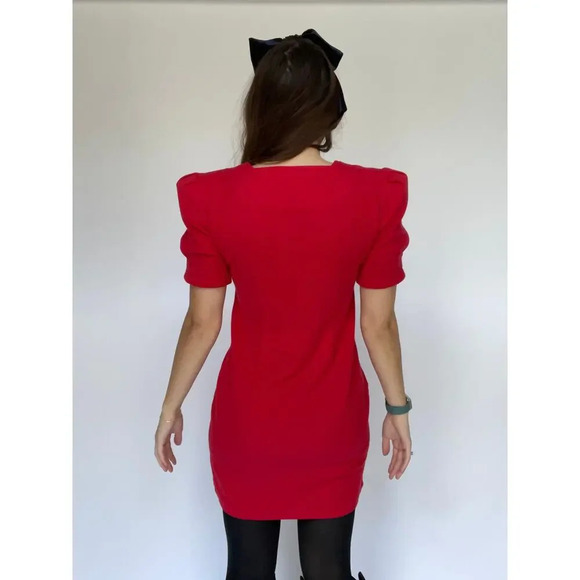 All that Jazz Vintage Red Holiday Mini Dress Gold Buttons - Size Medium - Picture 5 of 10